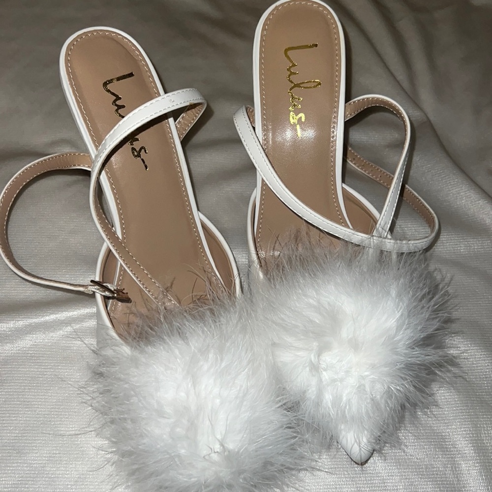White Feather Heels
